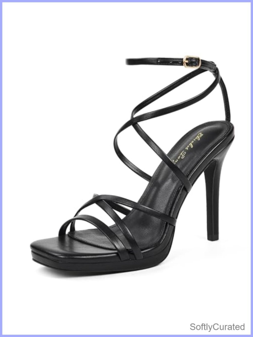 Women's Square Toe Stiletto Platform Heeled Sandals Strappy Party Wedding Heels
